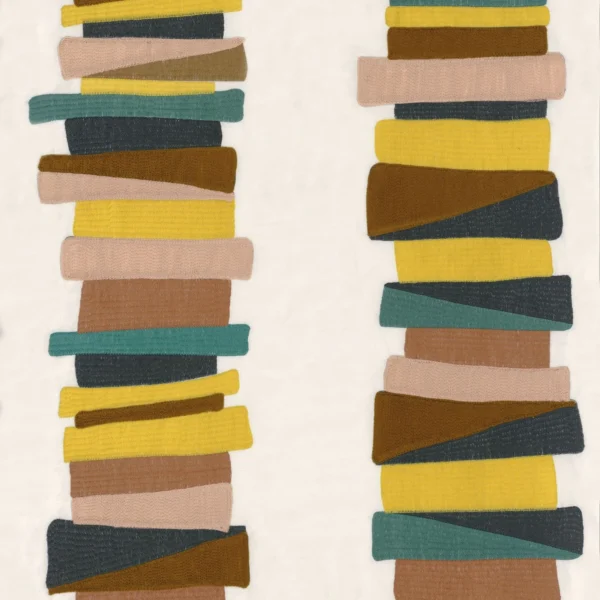 Valvidia Fabric - Celadon / Nude by yellow striped embroideried fabric from Casamance