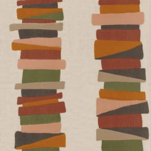 orange striped embroideried fabric from Casamance