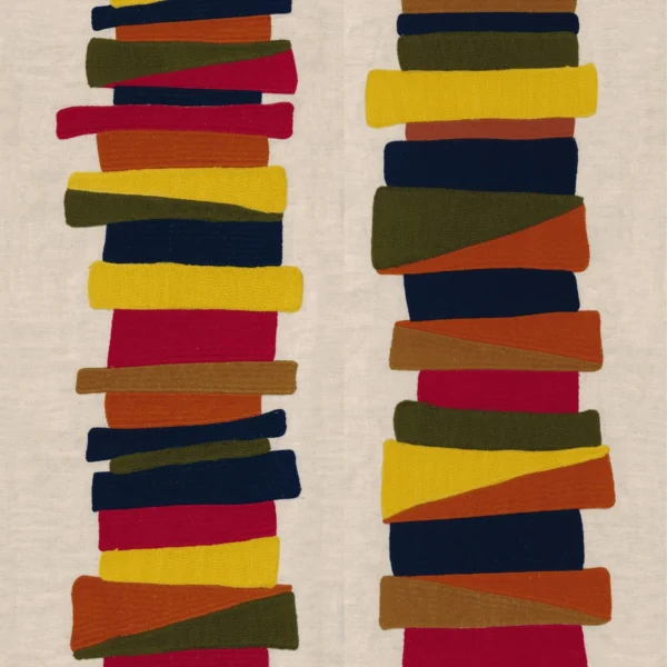 Valvidia Fabric - Multico by blue striped embroideried fabric from Casamance