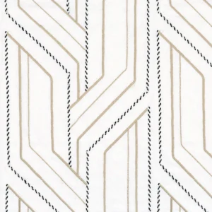 white geometric embroideried fabric from Casamance