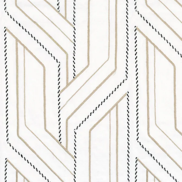 Inka Fabric - Blanc / Beige by white geometric embroideried fabric from Casamance