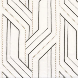 black-grey geometric embroideried fabric from Casamance