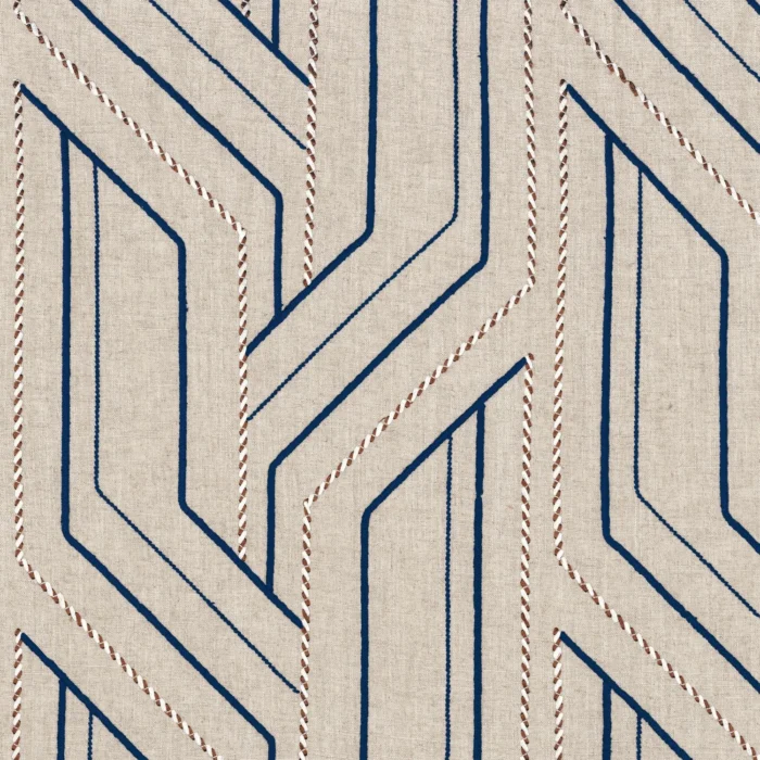 Inka Fabric - Flax / Marine swatch