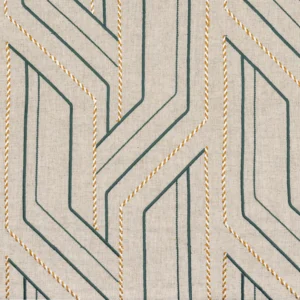 neutral geometric embroideried fabric from Casamance