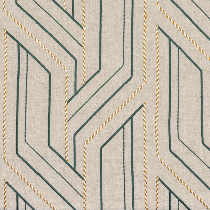 Inka Fabric - Flax / Celadon swatch