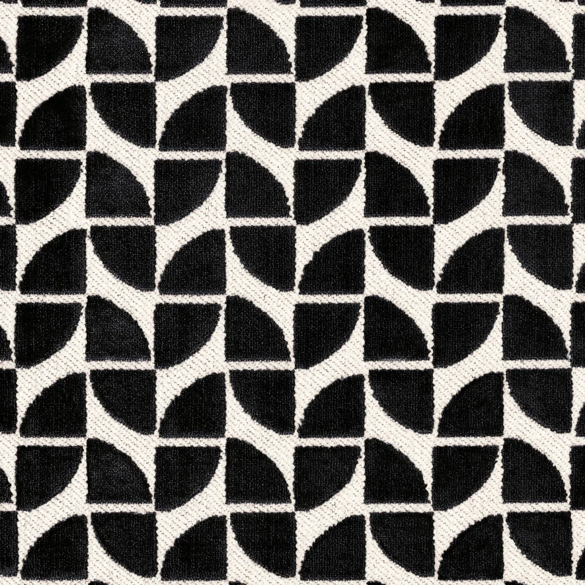 Oca Fabric - Noir De Lune by black-grey geometric velvet-chenille fabric from Casamance