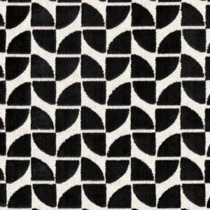 black-grey geometric velvet-chenille fabric from Casamance