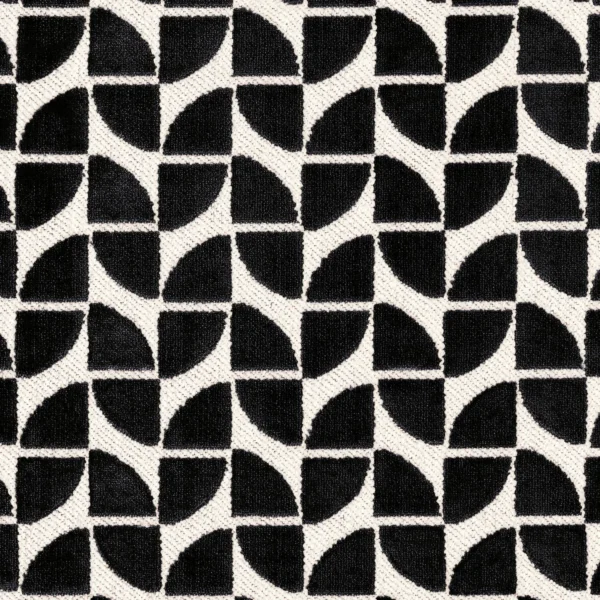 Oca Fabric - Noir De Lune by black-grey geometric velvet-chenille fabric from Casamance