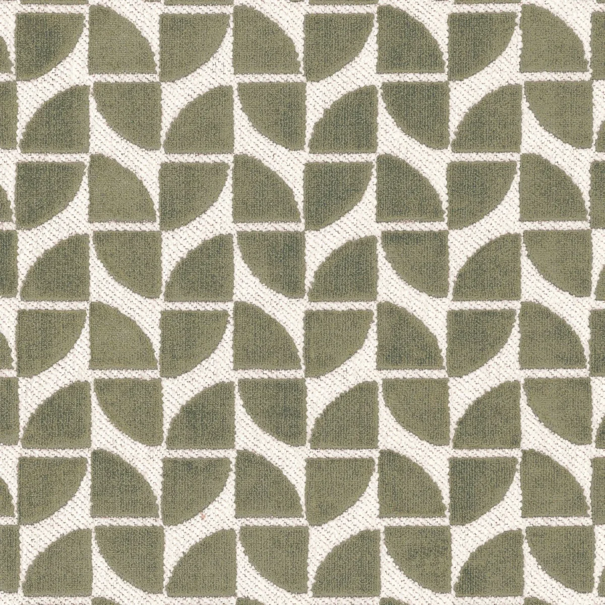 green geometric velvet-chenille fabric from Casamance