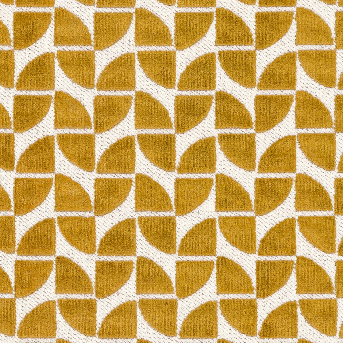 Oca Fabric - Ocre by yellow geometric velvet-chenille fabric from Casamance