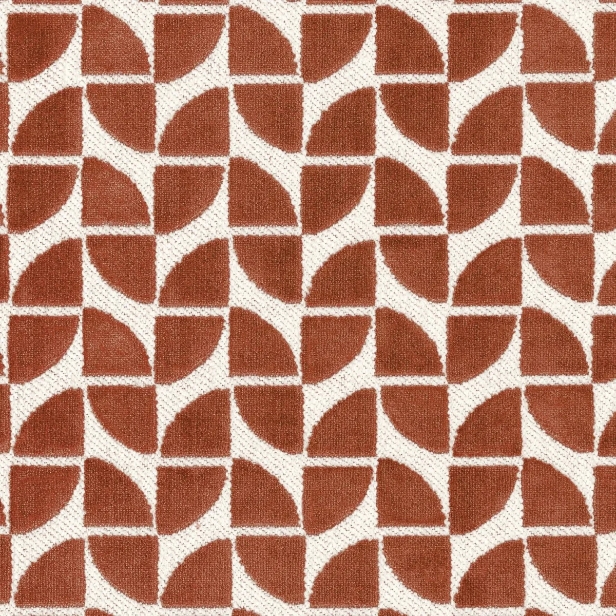Oca Fabric - Orange by red geometric velvet-chenille fabric from Casamance