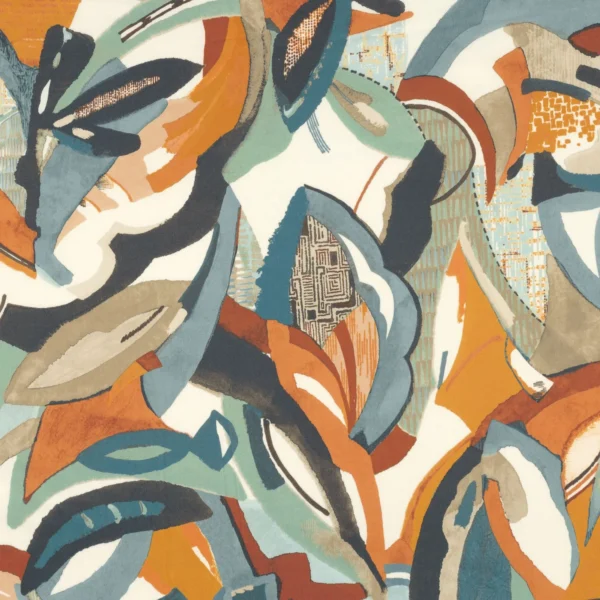 Tonka Fabric - Terracotta Pierre Bleue by orange contemporary cotton fabric from Casamance