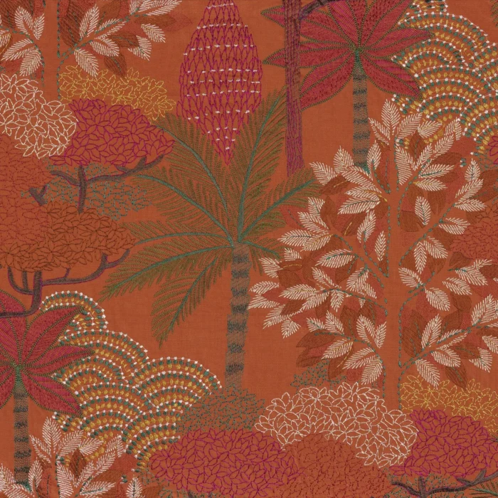 Voyage Imaginaire Fabric - Tangerine / Fushia swatch