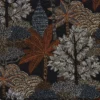 black-grey botanical embroideried fabric from Casamance