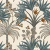 blue botanical embroideried fabric from Casamance