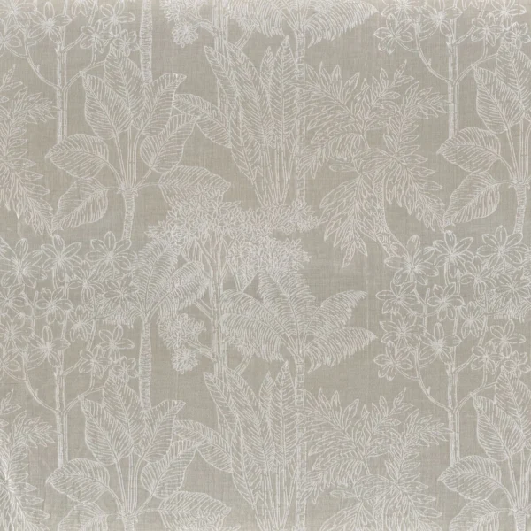 Ramage Fabric - Nacre by black-grey botanical jacquard fabric from Casamance