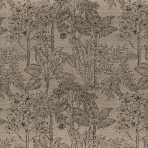 brown botanical jacquard fabric from Casamance