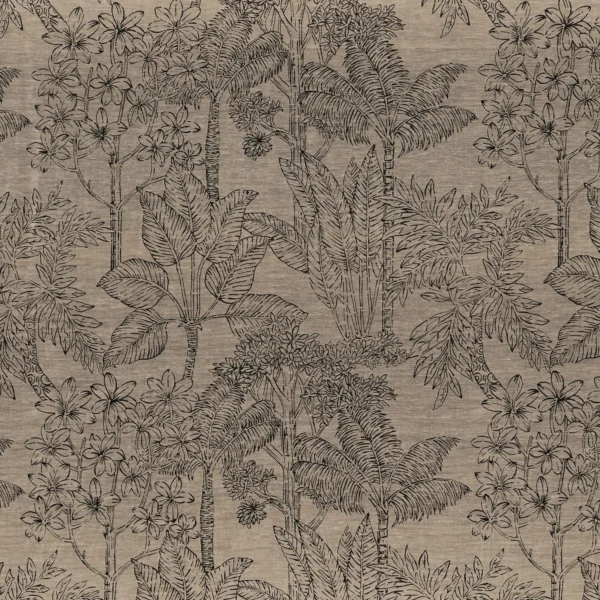 brown botanical jacquard fabric from Casamance