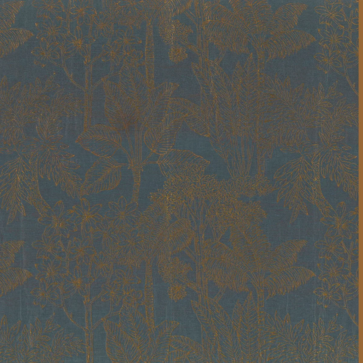 Ramage Fabric - Pétrole by blue botanical jacquard fabric from Casamance