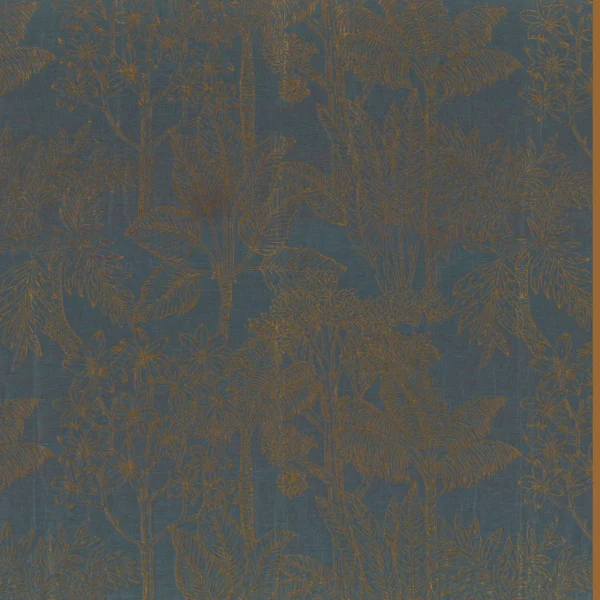 Ramage Fabric - Pétrole by blue botanical jacquard fabric from Casamance