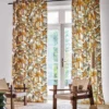 brown contemporary curtain with armchair and vases
