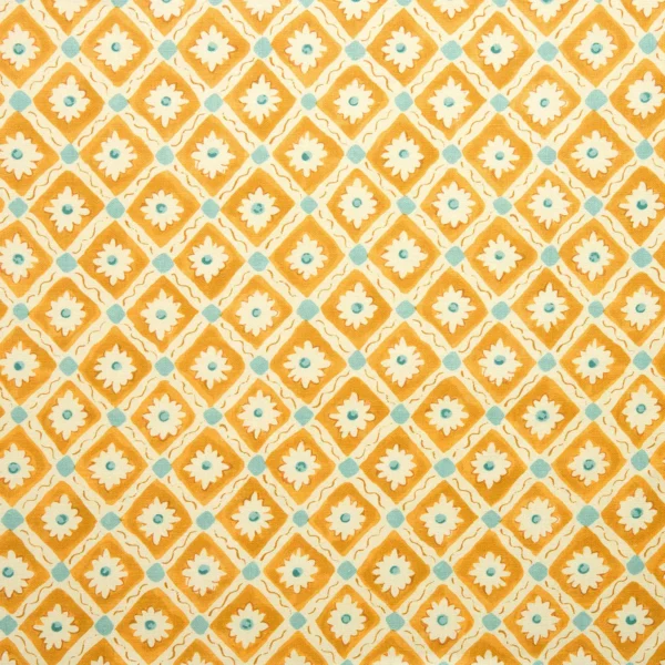 Ima Fabric - Marigold by orange checked linen fabric from Linwood Fabrics