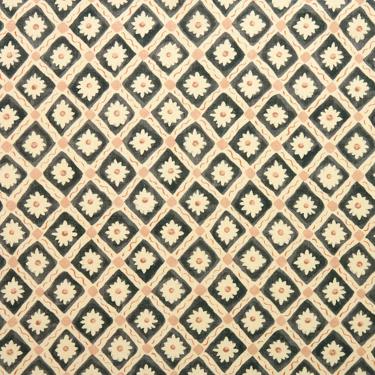 black-grey checked linen fabric from Linwood Fabrics
