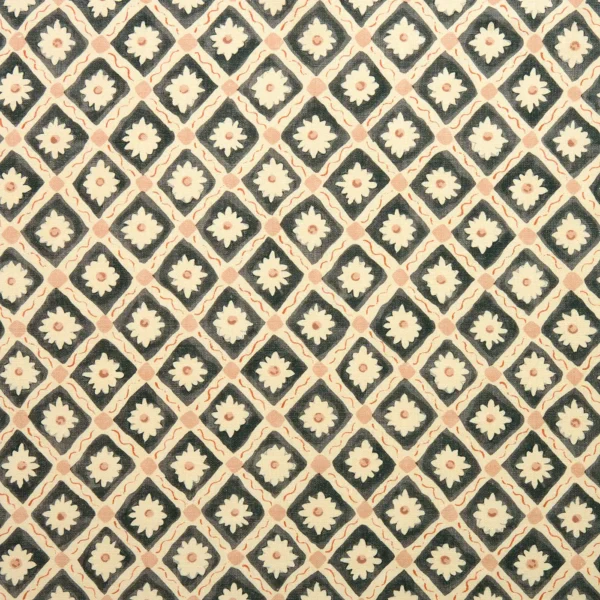 Ima Fabric - Liquorice by black-grey checked linen fabric from Linwood Fabrics
