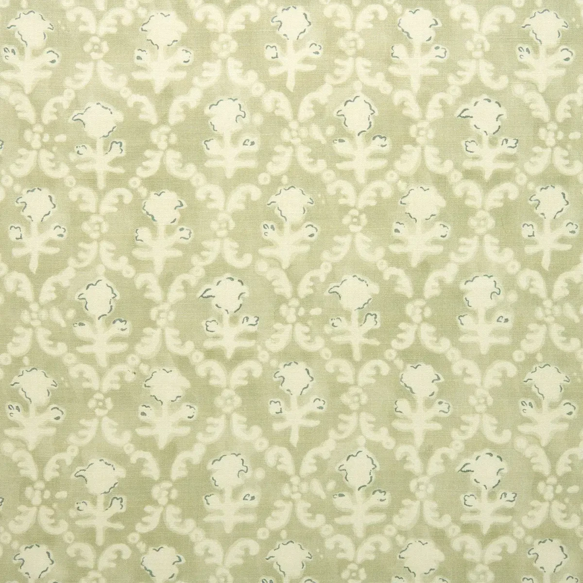 Hinako Fabric - Cardamom by green traditional linen fabric from Linwood Fabrics
