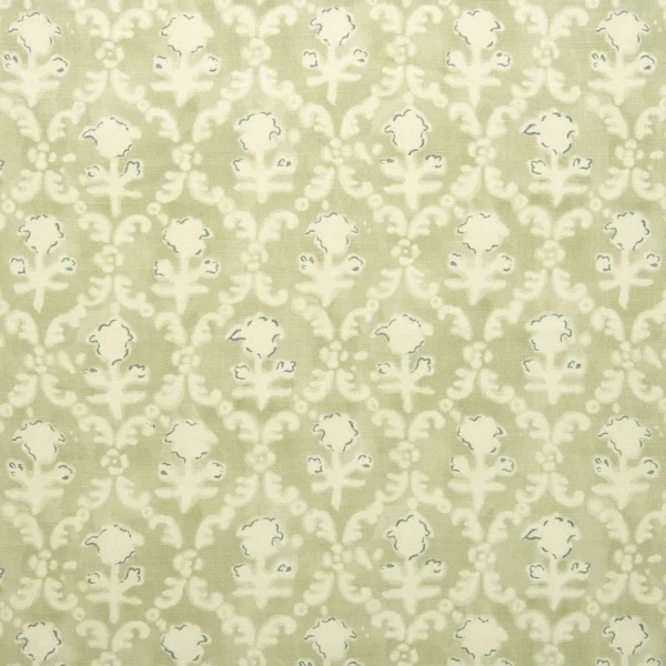 Hinako Fabric - Cardamom by green traditional linen fabric from Linwood Fabrics