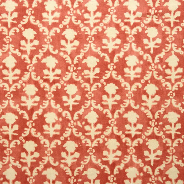red traditional linen fabric from Linwood Fabrics