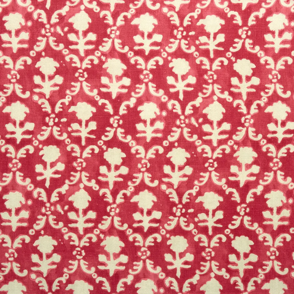 Hinako Fabric - Dragon Fruit by red traditional linen fabric from Linwood Fabrics