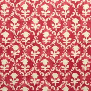 red traditional linen fabric from Linwood Fabrics