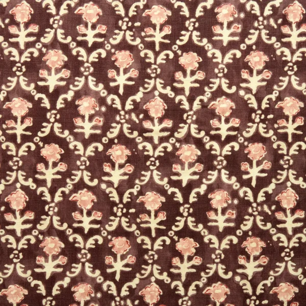 Hinako Fabric - Prune by brown traditional linen fabric from Linwood Fabrics