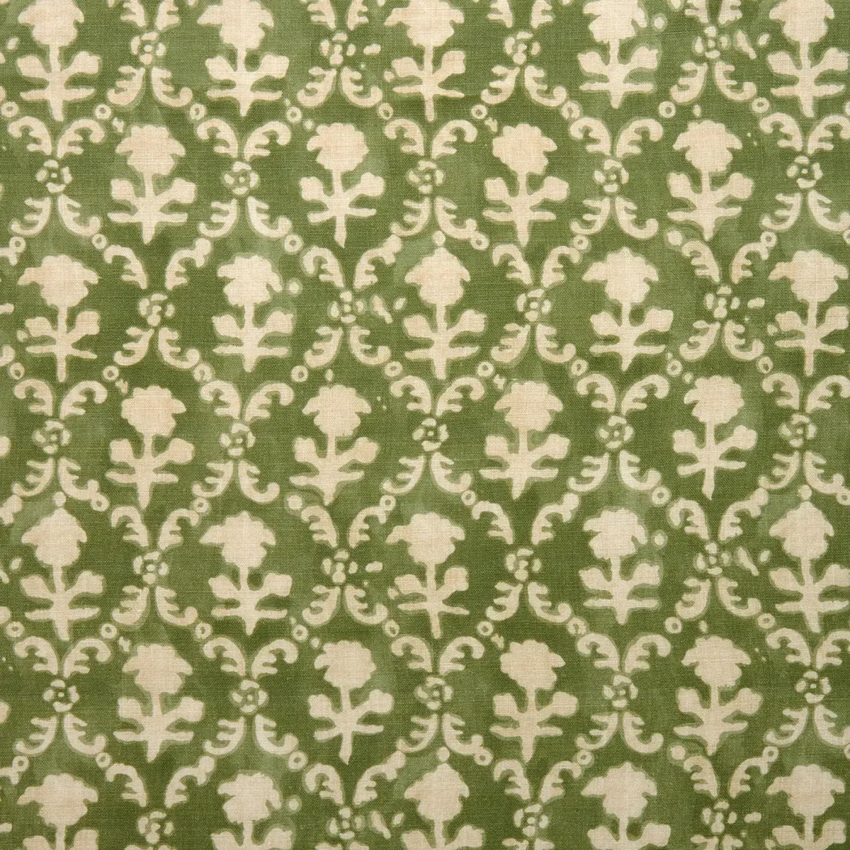 Hinako Fabric - Olive by green traditional linen fabric from Linwood Fabrics