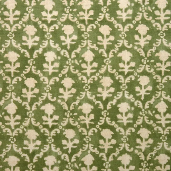 Hinako Fabric - Olive by green traditional linen fabric from Linwood Fabrics