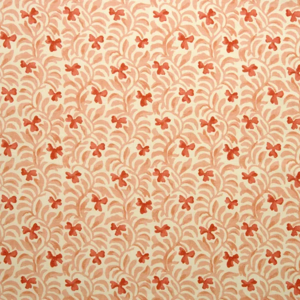 Yala Fabric - Coral by red botanical linen fabric from Linwood Fabrics