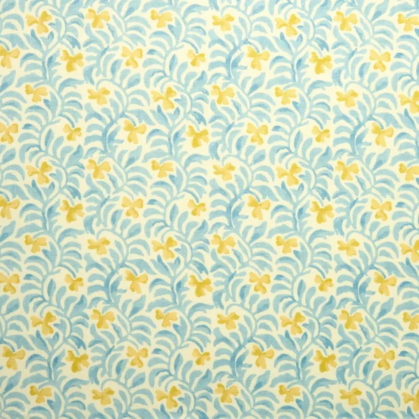 Yala Fabric - Lemon by yellow botanical linen fabric from Linwood Fabrics