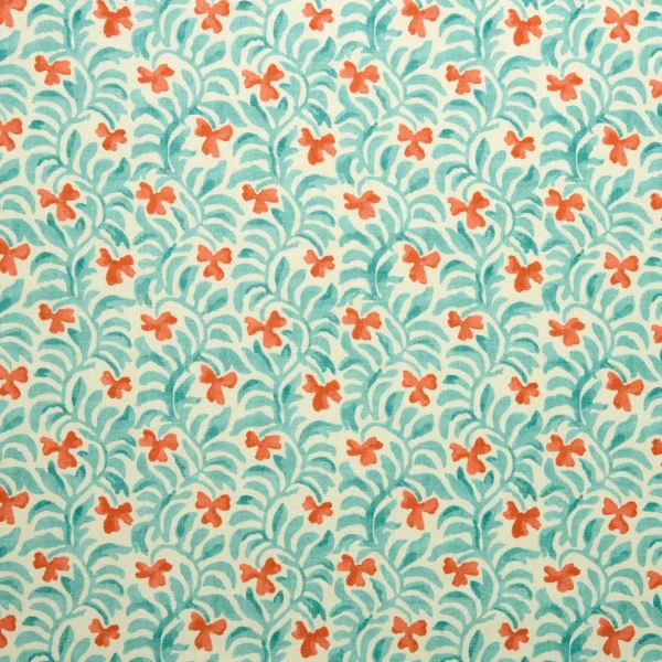 Yala Fabric - Geranium by blue botanical linen fabric from Linwood Fabrics