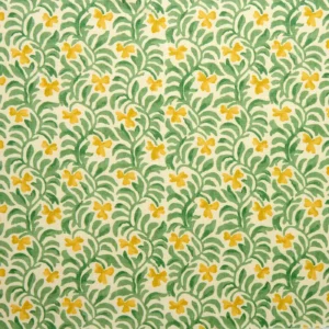 yellow botanical linen fabric from Linwood Fabrics
