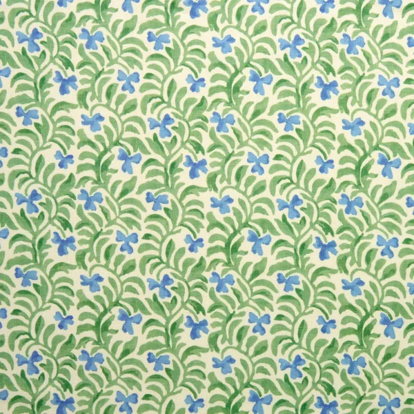 Yala Fabric - Alpine by green botanical linen fabric from Linwood Fabrics