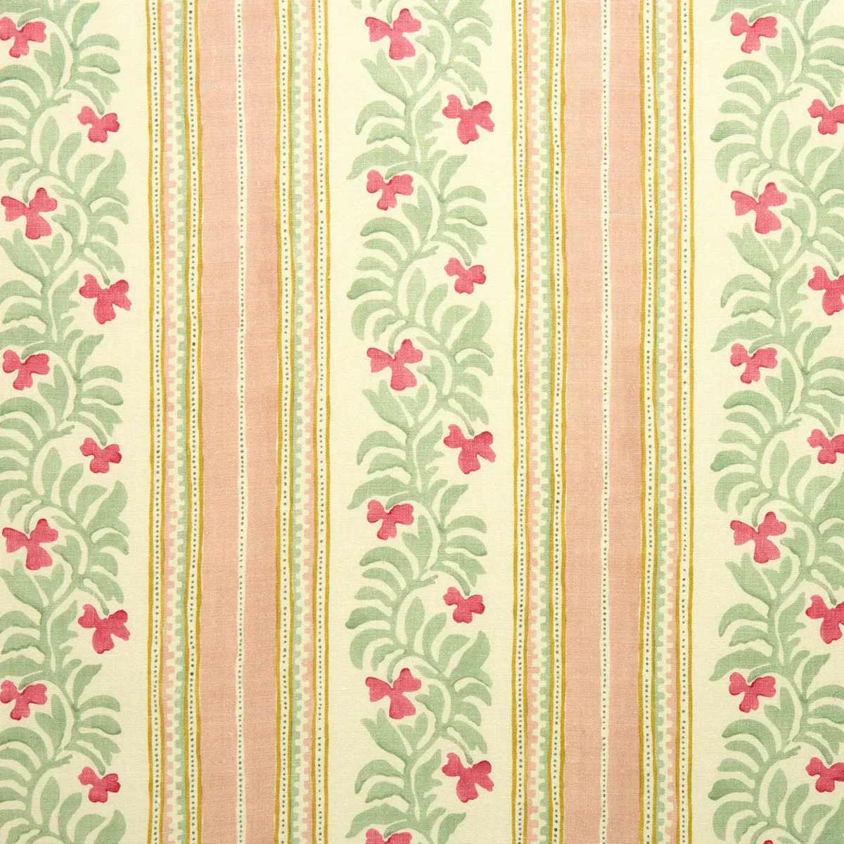 pink striped linen fabric from Linwood Fabrics