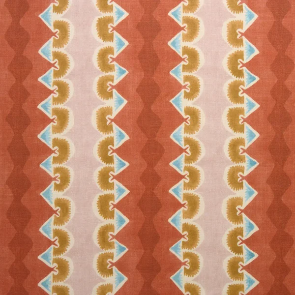 Taiki Fabric - Brick Red by red striped linen fabric from Linwood Fabrics