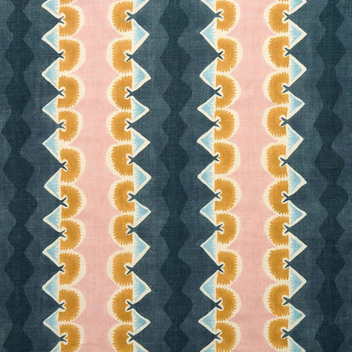 blue striped linen fabric from Linwood Fabrics