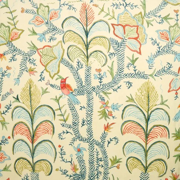 Songbird Fabric - Linen Guava by green animal linen fabric from Linwood Fabrics