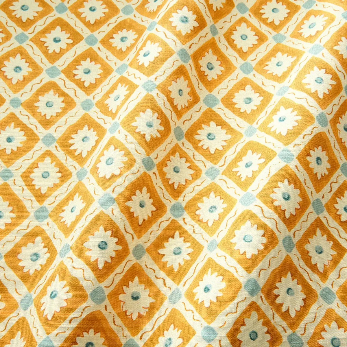 Ima Fabric - Marigold by orange checked fabric with wave