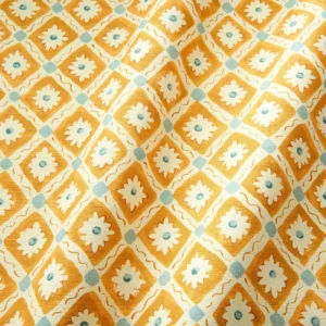orange checked fabric with wave