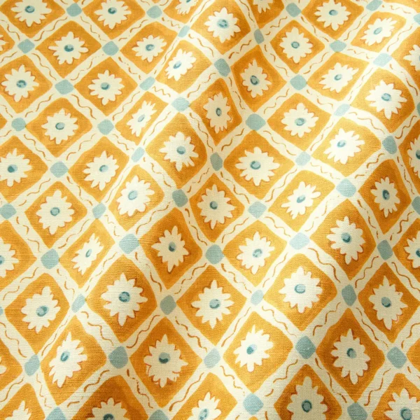 Ima Fabric - Marigold by orange checked fabric with wave