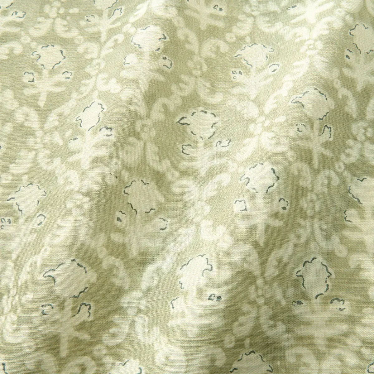 Hinako Fabric - Cardamom by green traditional fabric with wave