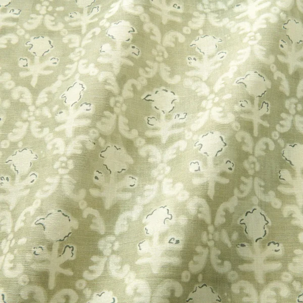 Hinako Fabric - Cardamom by green traditional fabric with wave